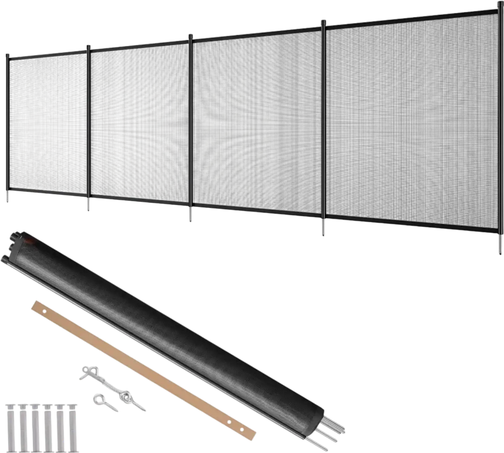 VEVOR Pool Fence, 4 x 12 FT Pool Fences for Inground Pools, Removable Child Safety Pool Fencing, Easy DIY Installation Swimming Pool Fence, 340gms Teslin PVC Pool Fence Mesh Protects Kids and Pets