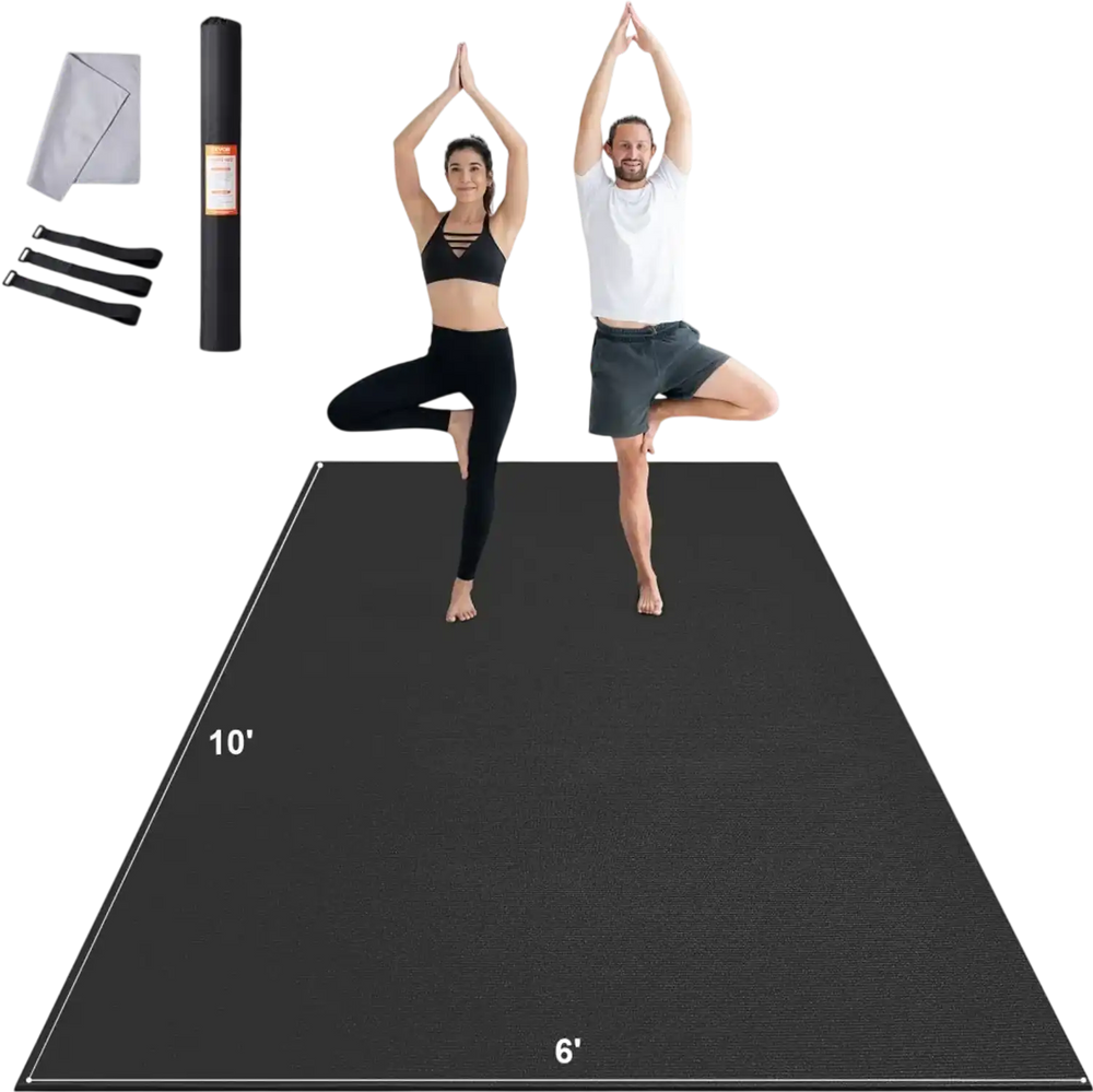VEVOR Exercise Mat, Non Slip High Density Premium Yoga Mat, Exercise Yoga Mat for Men Women, Fitness & Exercise Mat with Bag & Carry Strap, for All Types of Home Yoga, Pilate & Floor Workout (10x6ft)