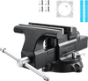 VEVOR Heavy Duty Bench Vise, 10" Jaw Width, Multi-Purpose Ductile Iron Bench Vise with Anvil and 360-Degree Locking Swivel Base, 4.3" Throat Depth, 10" Max Jaw Opening, for Drilling, Pipe Cutting