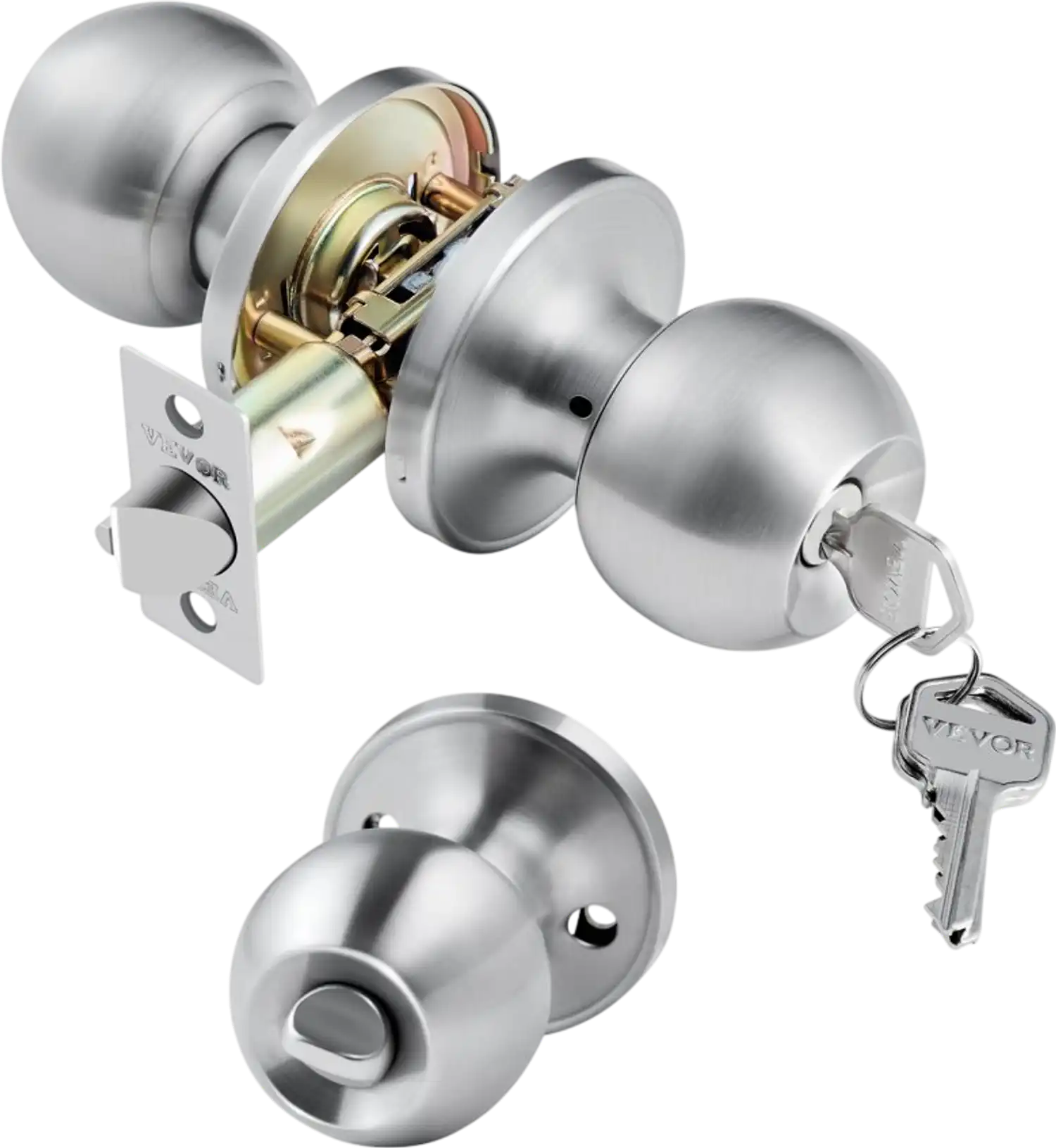 Vevor Door Knob Satin Nickel Keyed Entry Round Ball New