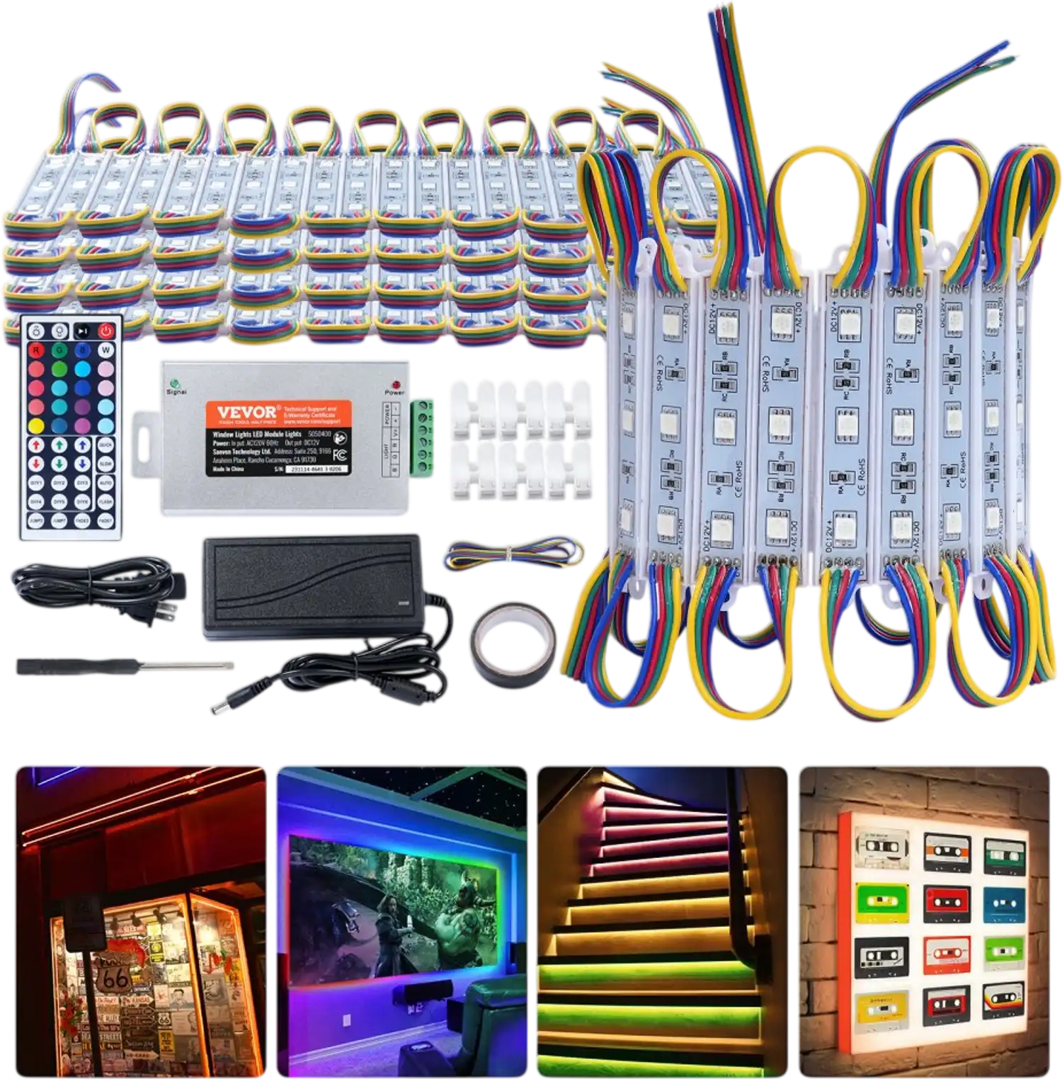 Vevor LED Storefront Lights 41' RGB Color-Changing Window Module Lights with Remote New
