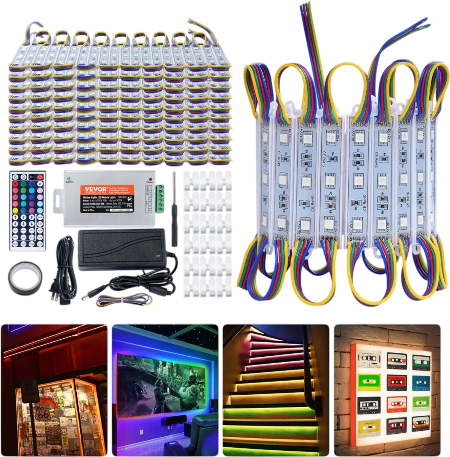 Vevor LED Storefront Lights 103' RGB Color Changing Window Sign Modules with Remote New