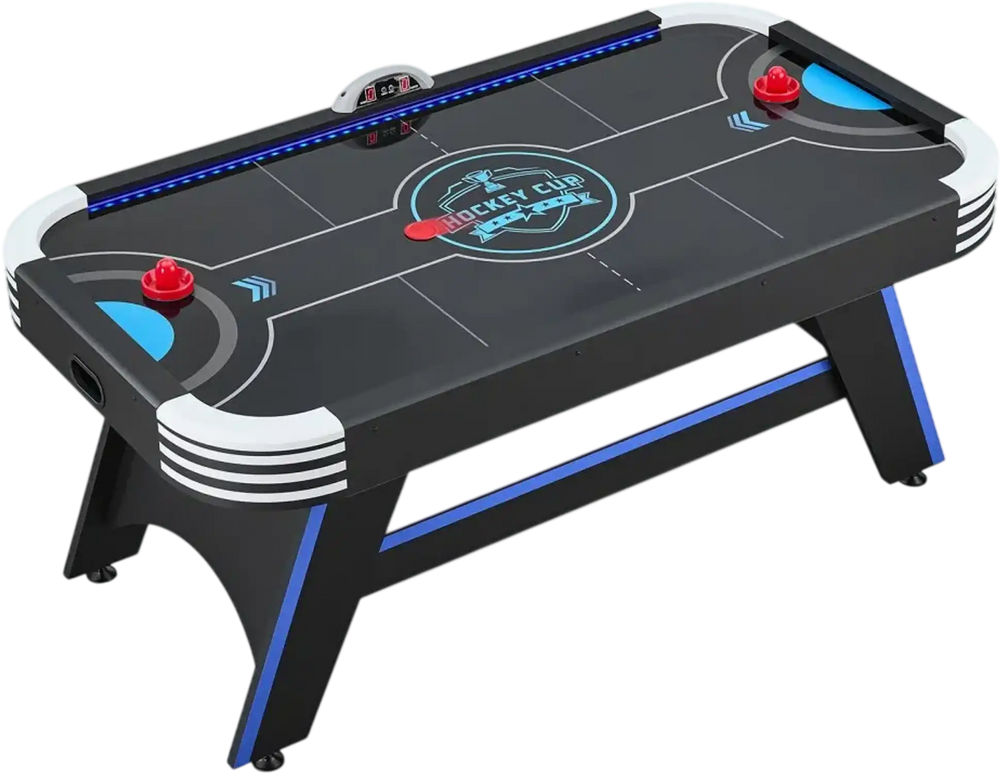 VEVOR 72" Air Hockey Table with LED Lights & Electronic Scorer, for Family Game Room, Basements and Home, Air Powered Hockey Arcade Game Table Set with High-powered Blower, Stable Leg