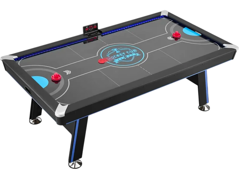 VEVOR 89" Air Hockey Table with LED Lights & Electronic Scorer, for Family Game Room, Basements, Home, Air Powered Hockey Arcade Game Table Set with High-powered Blower, Stable H-shaped Leg