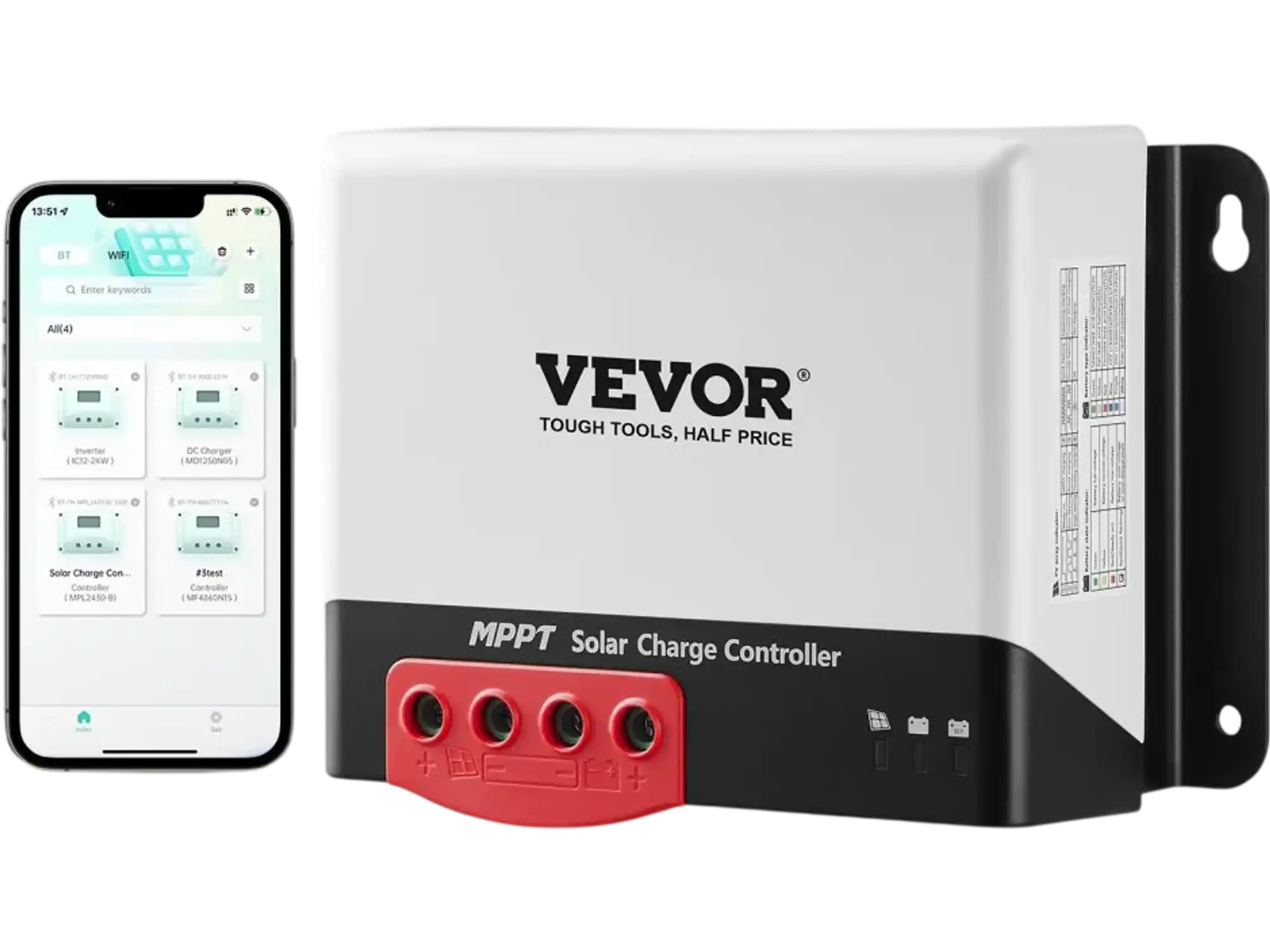 Vevor MPPT Solar Charge Controller 50A 12V/24V Bluetooth Solar Panel Regulator Charger New