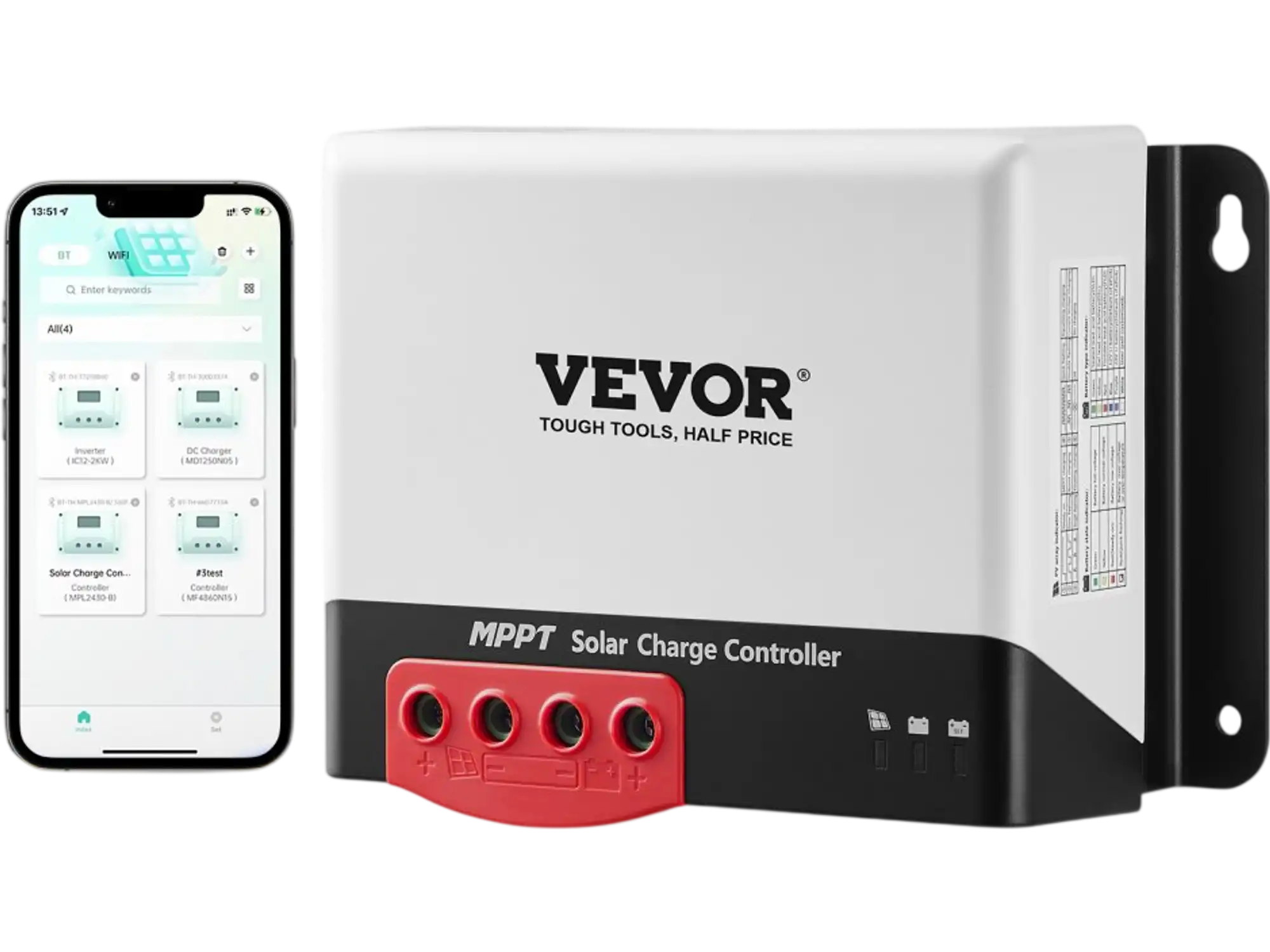 Vevor MPPT Solar Charge Controller 30A 12V/24V Bluetooth 98% Efficiency New