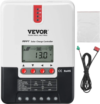 Vevor MPPT Solar Charge Controller 20A 12V/24V Auto DC Input LCD Display New