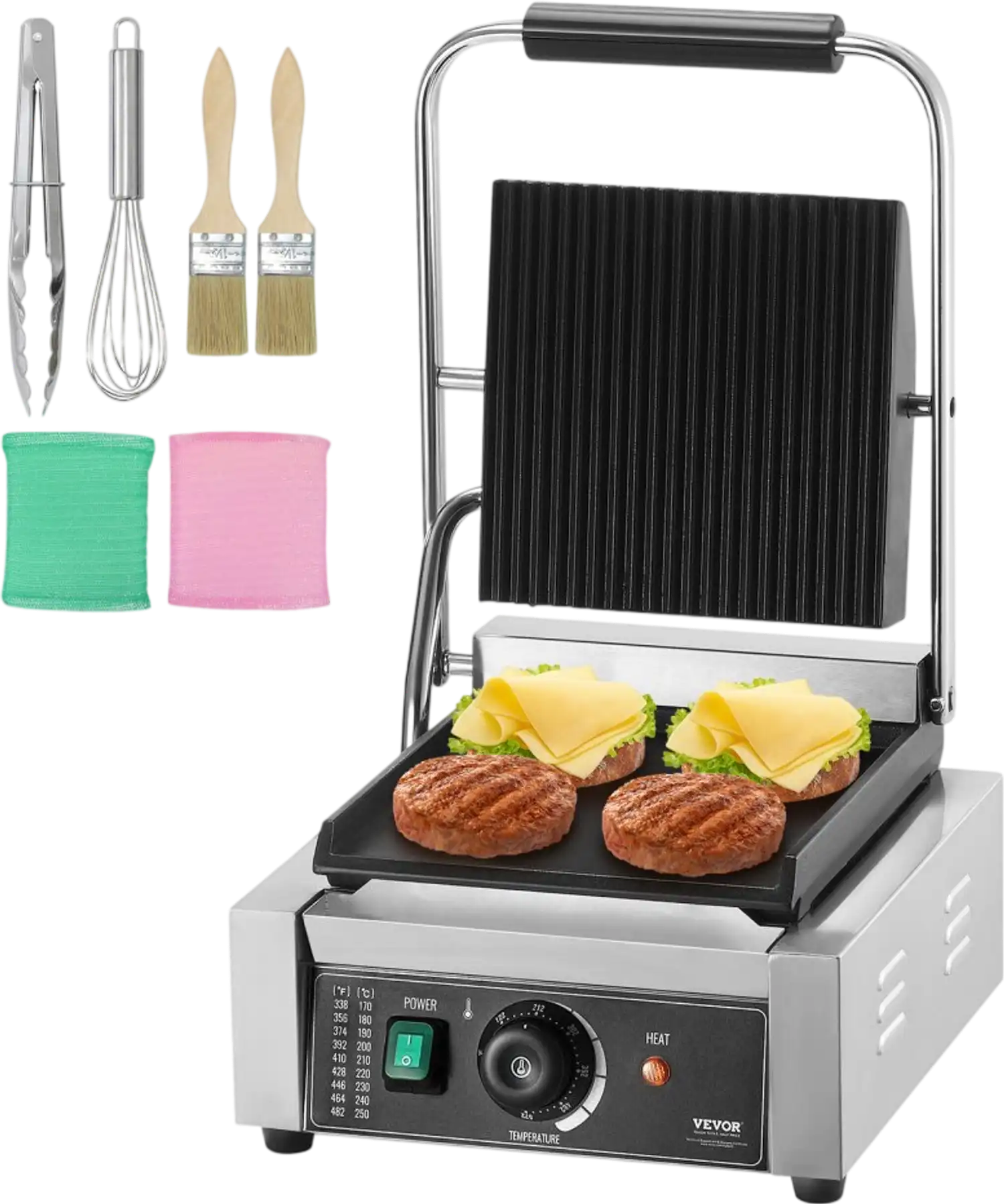 Vevor Panini Grill Commercial Electric Sandwich Maker with 9