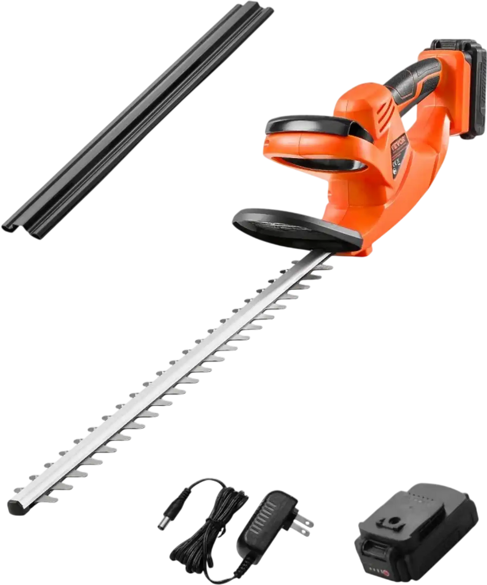 VEVOR Electric Hedge Trimmer, 1200 RPM, Cordless  Hedge Trimmer for Low Branch, 20V 2A Battery, Bush Trimmer with 20 in Dual Action Blade & Secure Design, Gardening Trimmer for Yard Lawn Care