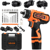 VEVOR Cordless Drill Driver, 5-In-1, Metal Chuck, Dual-Speed Variable, Drill Driver Kit with 2 Lithium Batteries and Charger, Tool Box, for Wood and Metal Drilling, Screw Tightening or Loosening