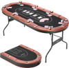 VEVOR Foldable Poker Table, 8 Player 72 in Folding Casino Leisure Table with Padded Rails and Cup Holders, Oval Portable Game Tables with Felt & Metal Legs, for Texas Hold'em Game and Blackjack