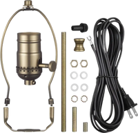 VEVOR Lamp Rewire Kit, E26 Lamp Socket with 12 ft Matching Cord, Antique Bronze Finish, Lamps Making Kit with All Essential Hardware, Light Wiring Kits for Table & Floor Lamps, DIY Rewire or Repair
