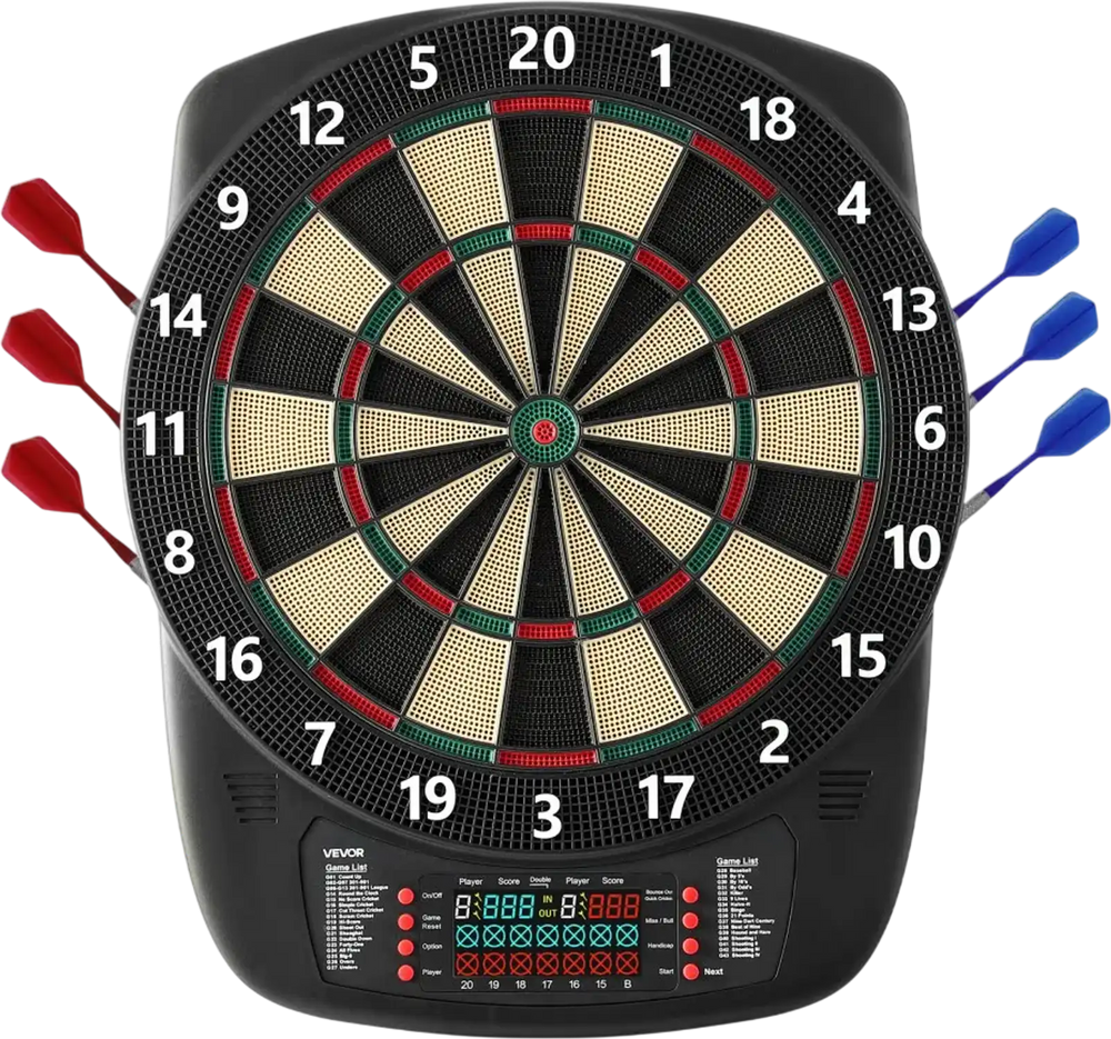 VEVOR Electronic Dart Board, 13.5" Target Dartboard with 43 Games & 200+ Variations for Up to 8 Players, 6 Dart Shafts with Flights & 50 Soft Tips, Color LCD Scoring Screen for Home Party Game Rooms