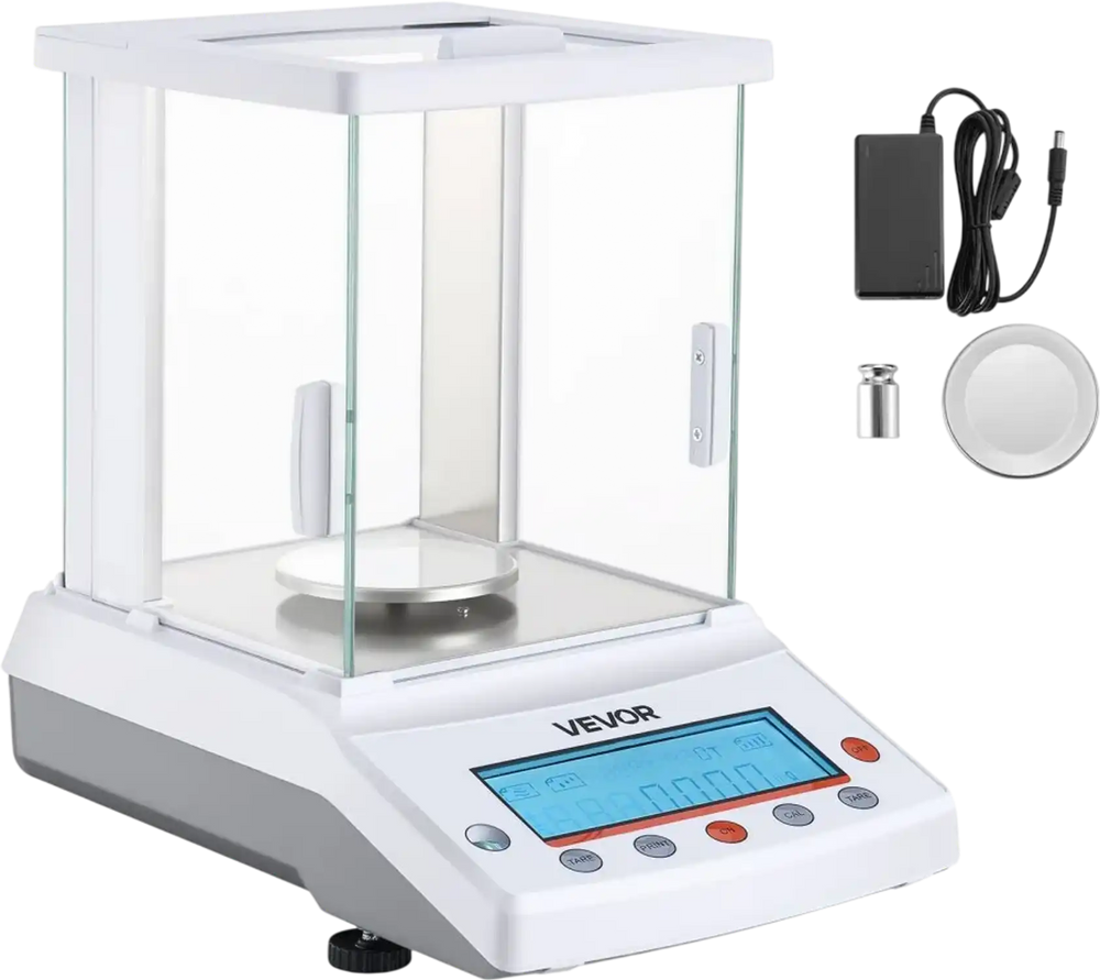 VEVOR Analytical Balance, 120 g x 0.001 g High Precision Accuracy Lab Scale, g/oz/ct/mg 4 Units Electronic Digital Analytical Balance with Glass Draft Shield, for Laboratory Jewelry Pharmacy