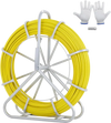 VEVOR Fish Tape Fiberglass, 656 ft, 1/4 inch, Duct Rodder Fishtape Wire Puller, Cable Running Rod with Steel Reel Stand, 3 Pulling Heads, Fishing Tools for Walls and Electrical Conduit, Non-Conductive