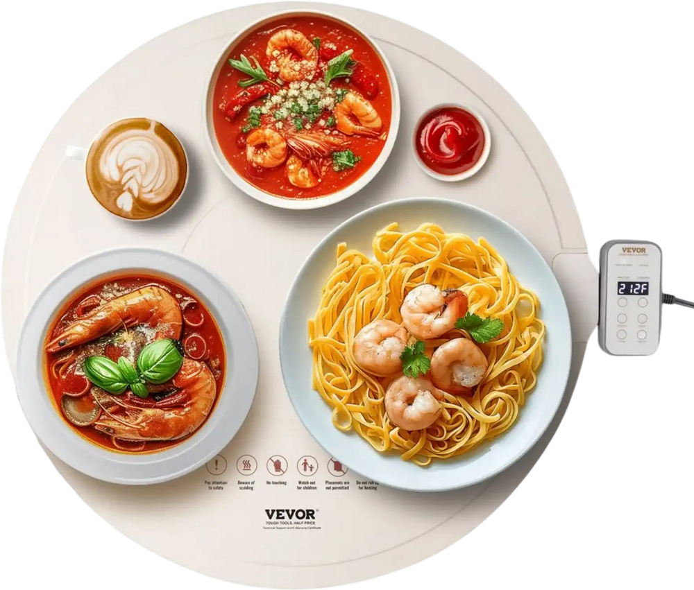 VEVOR Electric Warming Tray, Food Warming Mat for Buffet, Rollable & Portable Silicone Food Warmer with 4 Adjustable Temperature Settings, Auto Shut-Off & Child Lock, Perfect for Parties, Catering