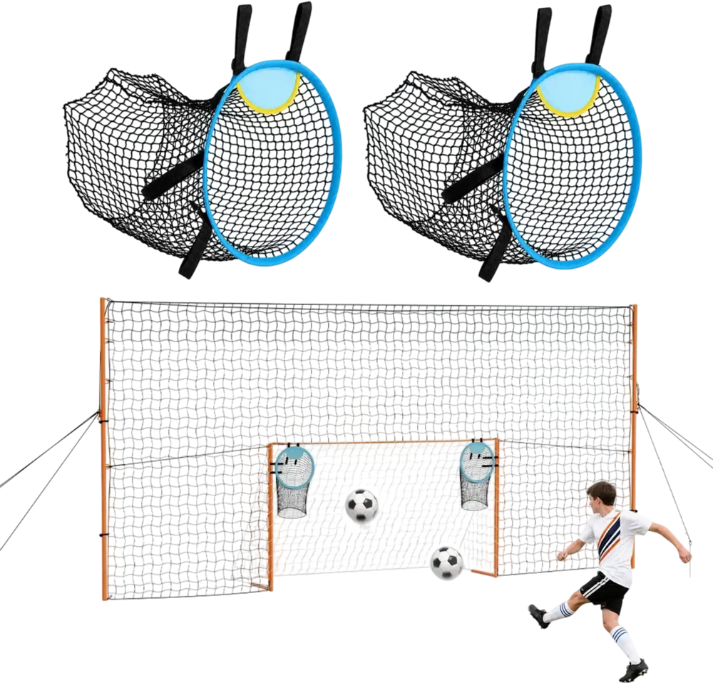 VEVOR Soccer Goal 9 x 5 FT Soccer Goal for Backyard with Iron Frame PE Net, Durable Backstop, Target Net, Ground Stakes, Ropes, for Youth & Adults, Outdoor Sports, Backyard Practice Training Games