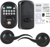 VEVOR Keyless Entry Door Lock with Handle, Electronic Keypad Entry Lever, Password and Key Unlock Combination, Auto-Locking Keypad with Deadbolt, One-time Password, for Front Door, Matte Black