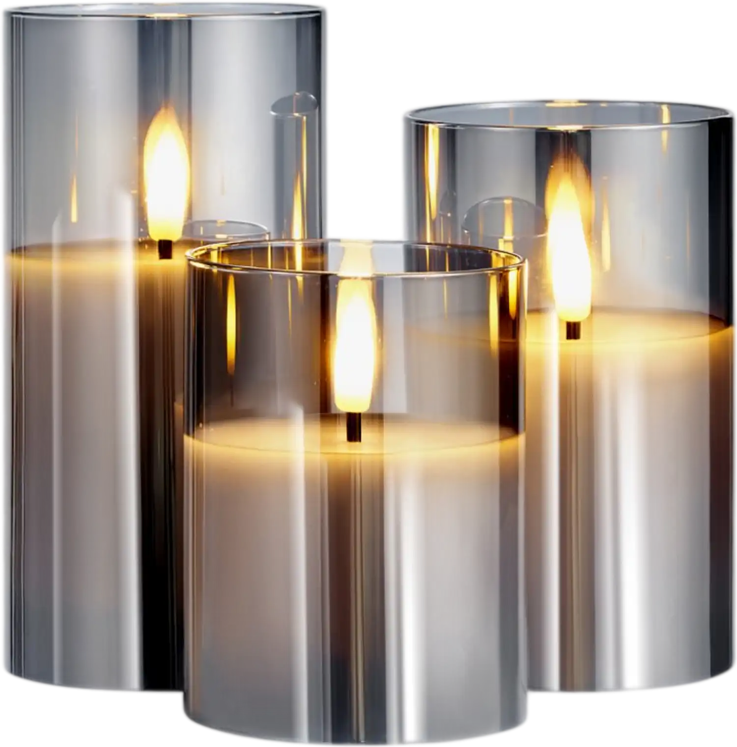 Vevor Flameless Candles Gray Flickering LED Set of 3 with Remote and Timer New