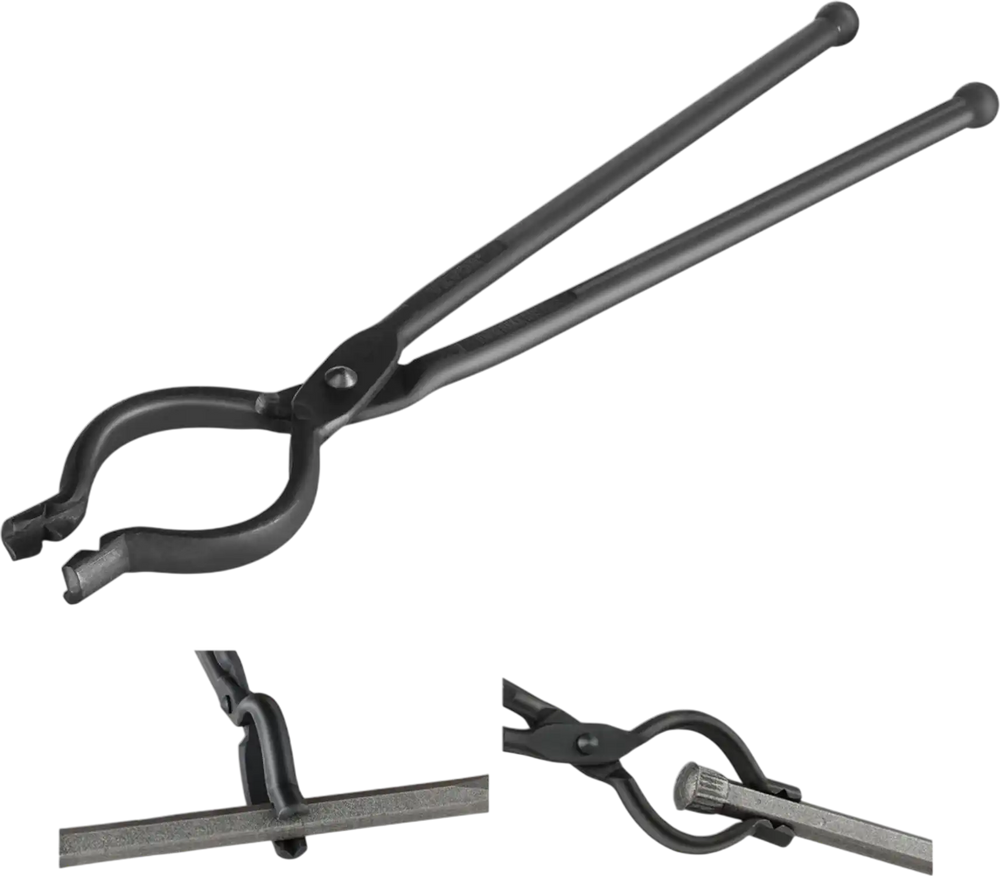 VEVOR Blacksmith Tongs, 18” V-Bit Bolt Tongs, Carbon Steel Forge Tongs with A3 Steel Rivets, for Long, Irregular, and Nail-shaped Forgings, for Beginner and Seasoned Blacksmiths and Bladesmiths