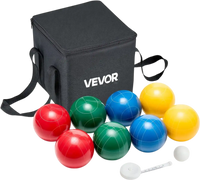 VEVOR Bocce Ball Set, 100 mm, with 8 Resin Balls, Pallino, Carrying Bag and Measuring Rope, Red/Green/Blue/Yellow 4 Colors, for 2 to 8 Players, Bocce Ball Game Set for Beach, Lawn, Family Backyard