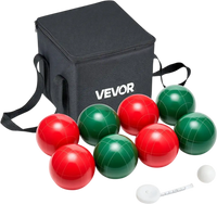 VEVOR Bocce Ball Set, 107 mm, with 8 Resin Balls, Pallino, Carrying Bag and Measuring Rope, Red and Green 2 Colors, for 2 to 8 Players, Bocce Ball Game Set for Beach, Lawn, Family Backyard, Outdoor