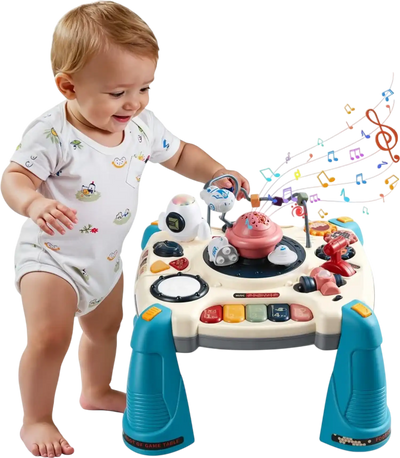 VEVOR Baby Spacecraft Musical Table Toys for 1-3 Years Old, Learning Activity Desk with Space Theme & Soft-glow Star Projector & 60+ Sound Sources, Toddler Learning Table for Kids 6+ Months