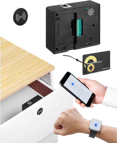 VEVOR Electronic Cabinet Lock, 4-in-1, Smart Cabinet Lock with 3*AAA Accumulator, Easy-to-install Hidden Cabinet Lock with APP Smart Management, Fits for Various Wooden Cabinets