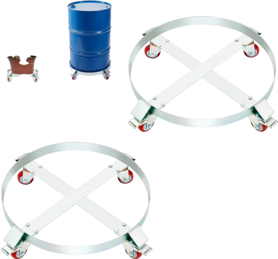 VEVOR 2PCS 55 Gallon Heavy Duty Drum Dolly, 1000 lbs Load Capacity, Barrel Dolly Cart Drum Caddy, Non Tipping Hand Truck Capacity Dollies with Steel Frame 4 Swivel Casters Wheel, for Drum Handling