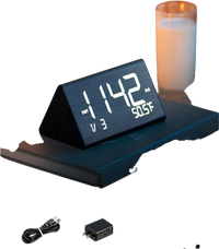 VEVOR Digital Alarm Clock, Wooden Desk Clock with Dual Alarm, USB Port, Snooze, Night Light, Voice Control, Adjustable Volume, Bedside Desktop Clock with Charger for Bedroom, Kitchen, Office, Black