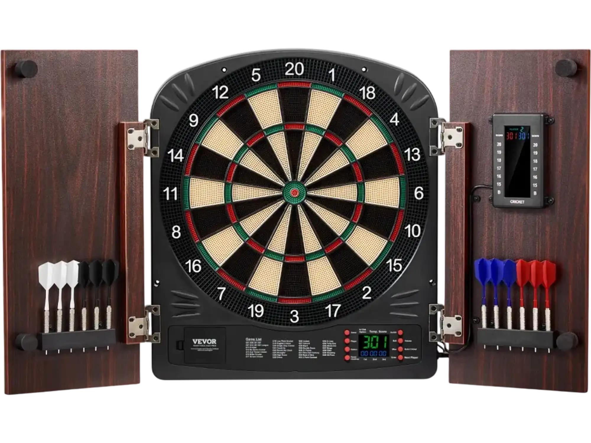 Vevor Dartboard Cabinet Set Electronic Soft Tip Dartboard with LED Scoring New