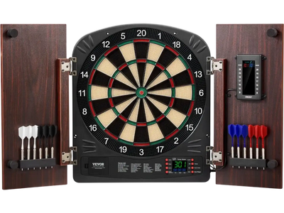 Vevor Dartboard Cabinet Set Electronic Soft Tip Dartboard with LED Scoring New