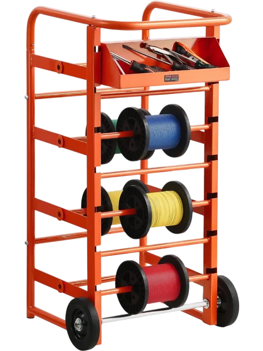 Vevor Wire Spool Rack Multi-Spool Cable Cart with Wheels and Storage T ...