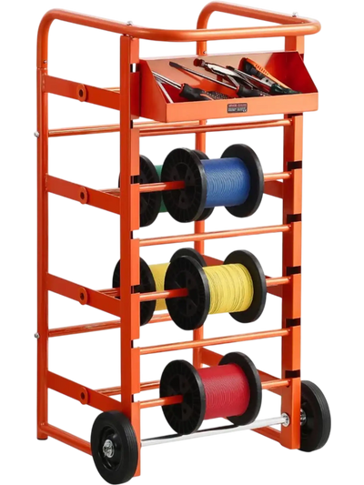 VEVOR Wire Spool Rack, 11 Rods, Multi-Spool Wire Rack Dispenser, Cable Caddy with Wheels, Cable Holder with Storage Tray for Wiring Storage, for Electrical, Industrial & Retail Use, Working Efficiency
