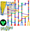 VEVOR Marble Run Set, 150 Piece Marble Maze Building Block Brain Game, with 10 Glow in the Dark Marbles + 40 Glass Marbles, Educational Learning Race Track STEM Toys, for Kids, Boys, Girls Ages 3 +
