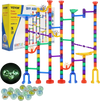 VEVOR Marble Run Set, 145 Piece Marble Maze Building Block Brain Game, with 5 Glow in the Dark Marbles + 40 Glass Marbles, Educational Learning Race Track STEM Toys, for Kids, Boys, Girls Ages 3 +