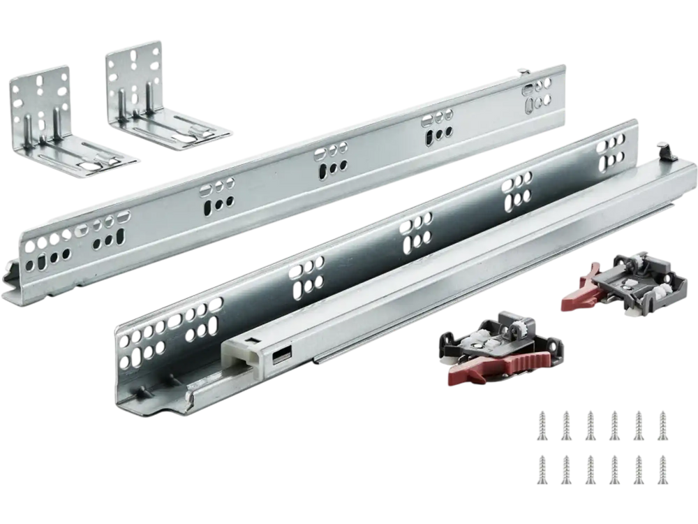 VEVOR 6 Pairs of 18 Inch Drawer Bottom Side Mount Rails, Heavy Duty Full Ball Bearing Extension Steel Track, Soft-Close Noiseless Guide Glides Cabinet Kitchen Runners with Locking Mechanism, 100 Lbs