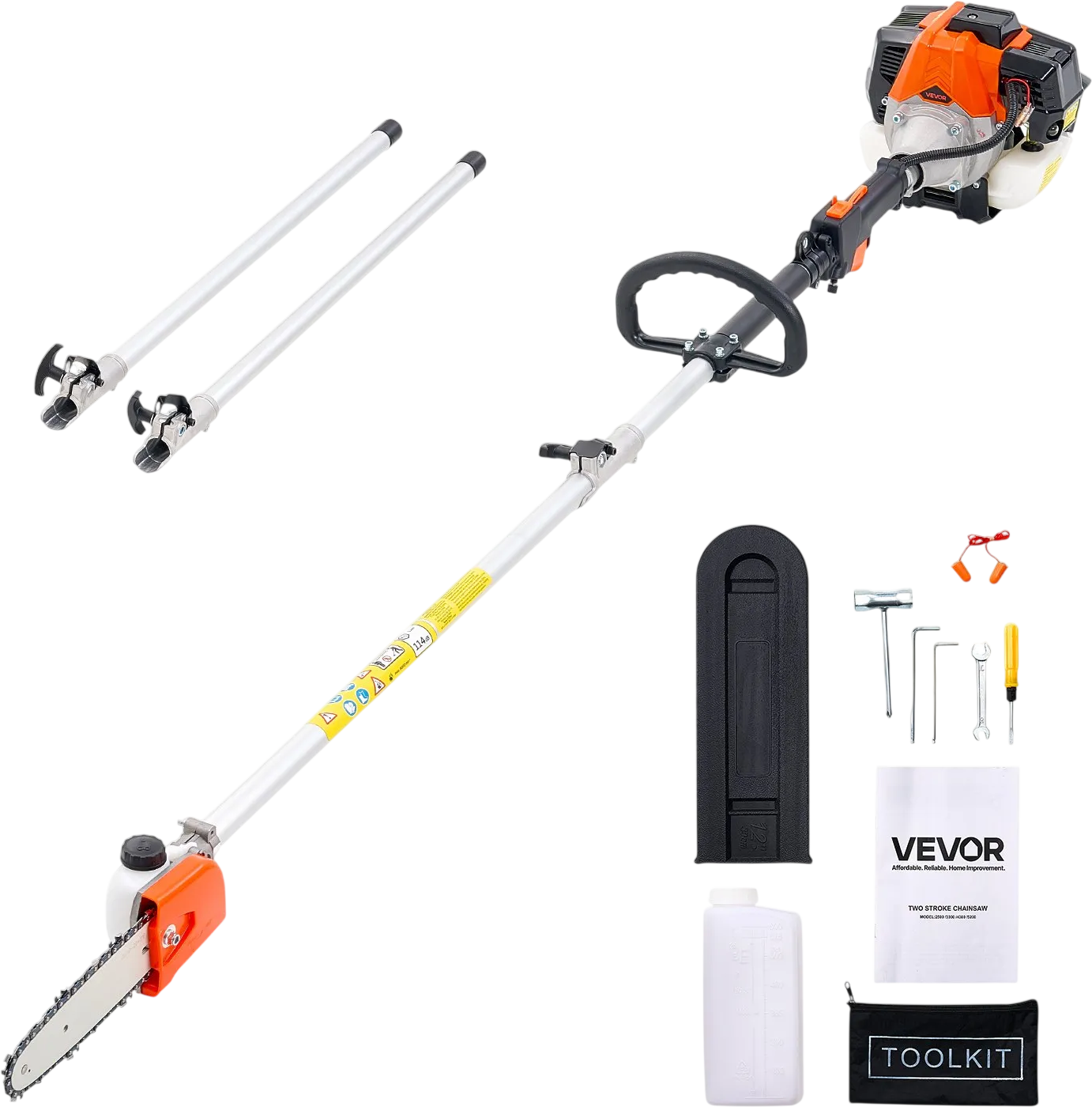 Vevor Pole Saw 33CC 2-Stroke Gas Powered 8 in. Cutting Bar 6.7-11.6 ft. Extendable New