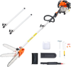 VEVOR Gas Pole Saw, 43CC 2 Stroke Gas Powered Pole Saws with 12 in Cutting Bar, Cordless Tree Trimmer with Rotatable Head, 7.1 to 12 ft Extendable, Powerful Chainsaw for Tree Trimming Pruning