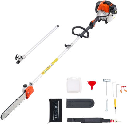 Gas Pole Saw 52CC 2-Stroke Extendable Cordless Tree Trimmer 14in Cutting Bar