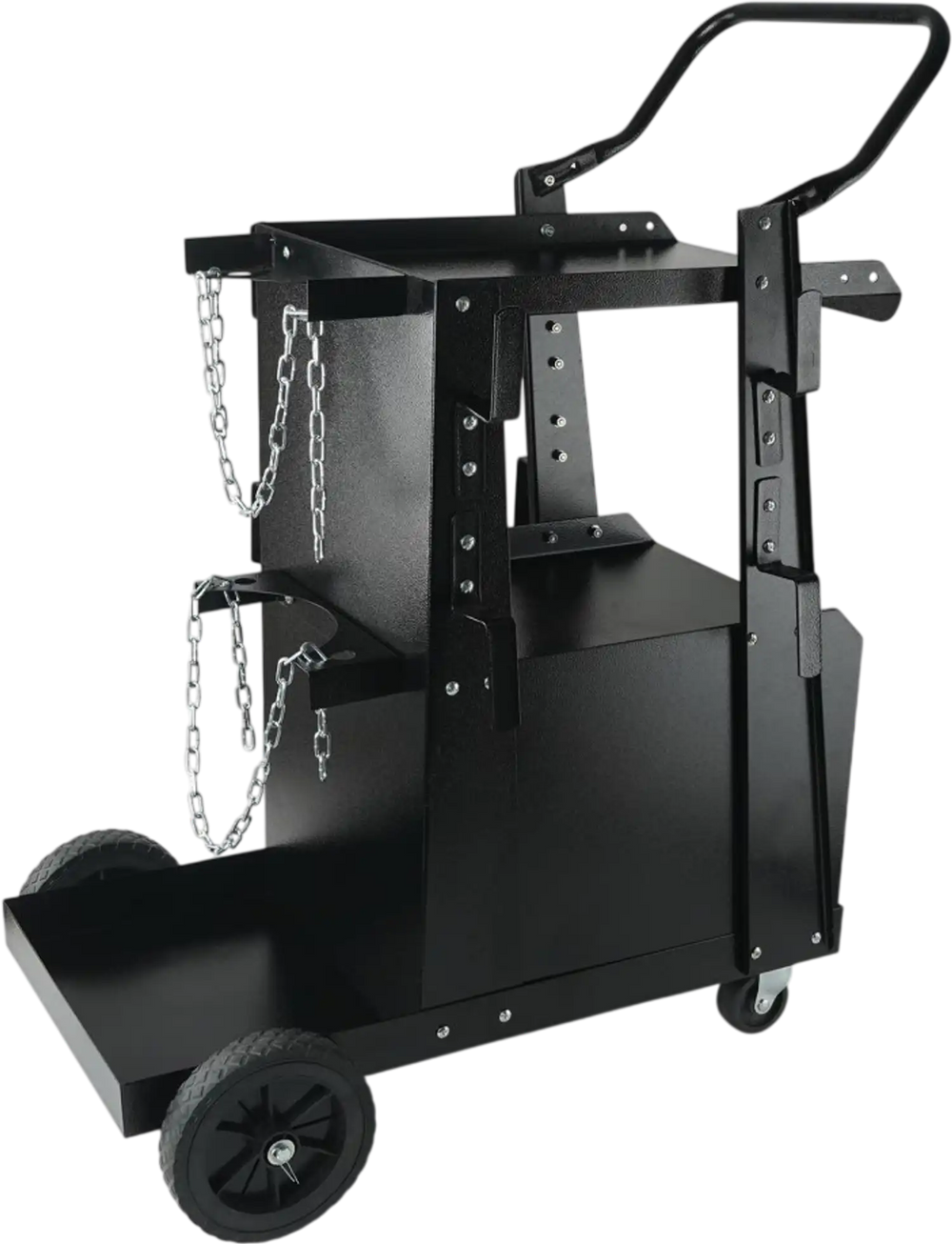VEVOR Welding Cart, 2-Tier Heavy Duty Welder Cart with Anti-Theft Lockable Cabinet, 265LBS Weight Capacity, 360° Swivel Wheels, Tank Storage Safety Chains, Welding Cabinet for TIG, ARC, Plasma Cutter