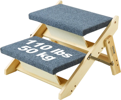 Vevor Pet Stairs Convertible 2-in-1 Wooden Dog Stairs Ramp 2-Step 110 lbs New