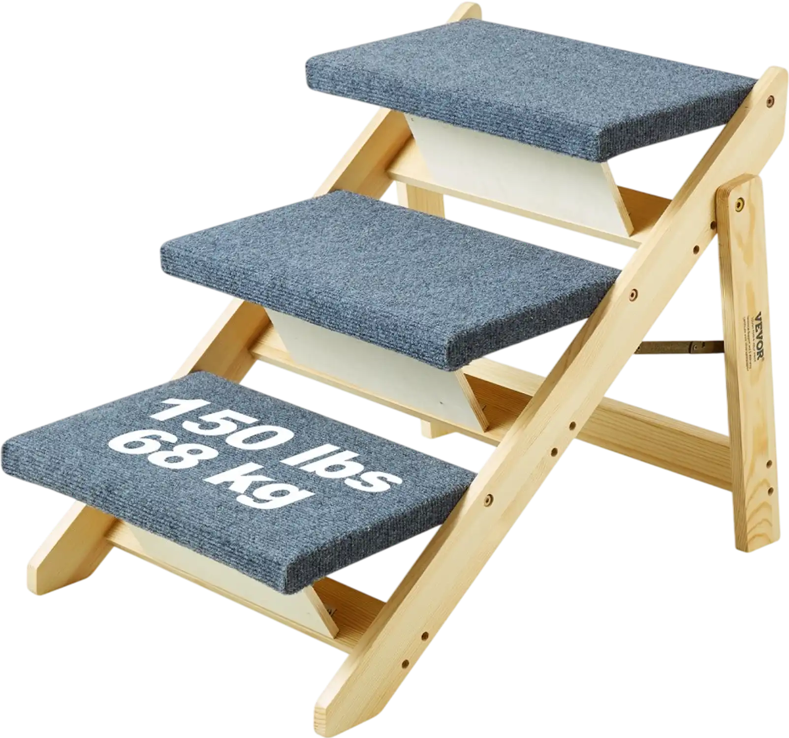 Vevor Pet Stairs Convertible 2-in-1 Wooden Dog Stair Ramp 3-Step 150 lbs New