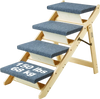 VEVOR Wooden Pet Steps and Ramp Combo, 2-in-1 Design, Foldable Access for Beds, Sofas, and Vehicles, 4-Step Structure for Pets of Small to Large Size, Supports up to 150 lbs
