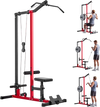 VEVOR LAT Pull Down Machine, 2-in-1 Row Cable Machine, Cable Machines Home Gym with 3-Level Adjustable Seat, 4-Level Adjustable Foam Roller, Load 500 lbs Lat Tower for Back, Chest, Tricep, Black Red
