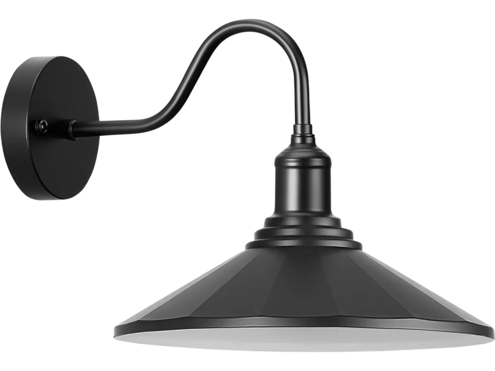 VEVOR Outdoor Barn Light, 11.5 in Diameter, 1-Pack Farmhouse Gooseneck Light Fixture, Exterior Wall Sconce, with Vintage Style, Anti-Rust, E26 Bulb Compatible for Porch, House, Entryway, Garage, Black