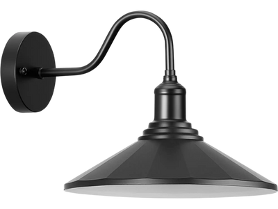 VEVOR Outdoor Barn Light, 11.5 in Diameter, 1-Pack Farmhouse Gooseneck Light Fixture, Exterior Wall Sconce, with Vintage Style, Anti-Rust, E26 Bulb Compatible for Porch, House, Entryway, Garage, Black