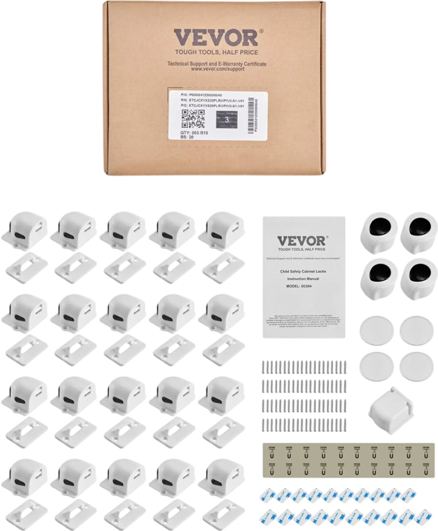 Vevor Child Safety Magnetic Cabinet Locks 20-Pack Baby Proofing Drawer Latches New