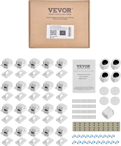 Vevor Child Safety Magnetic Cabinet Locks 20-Pack Baby Proofing Drawer Latches New