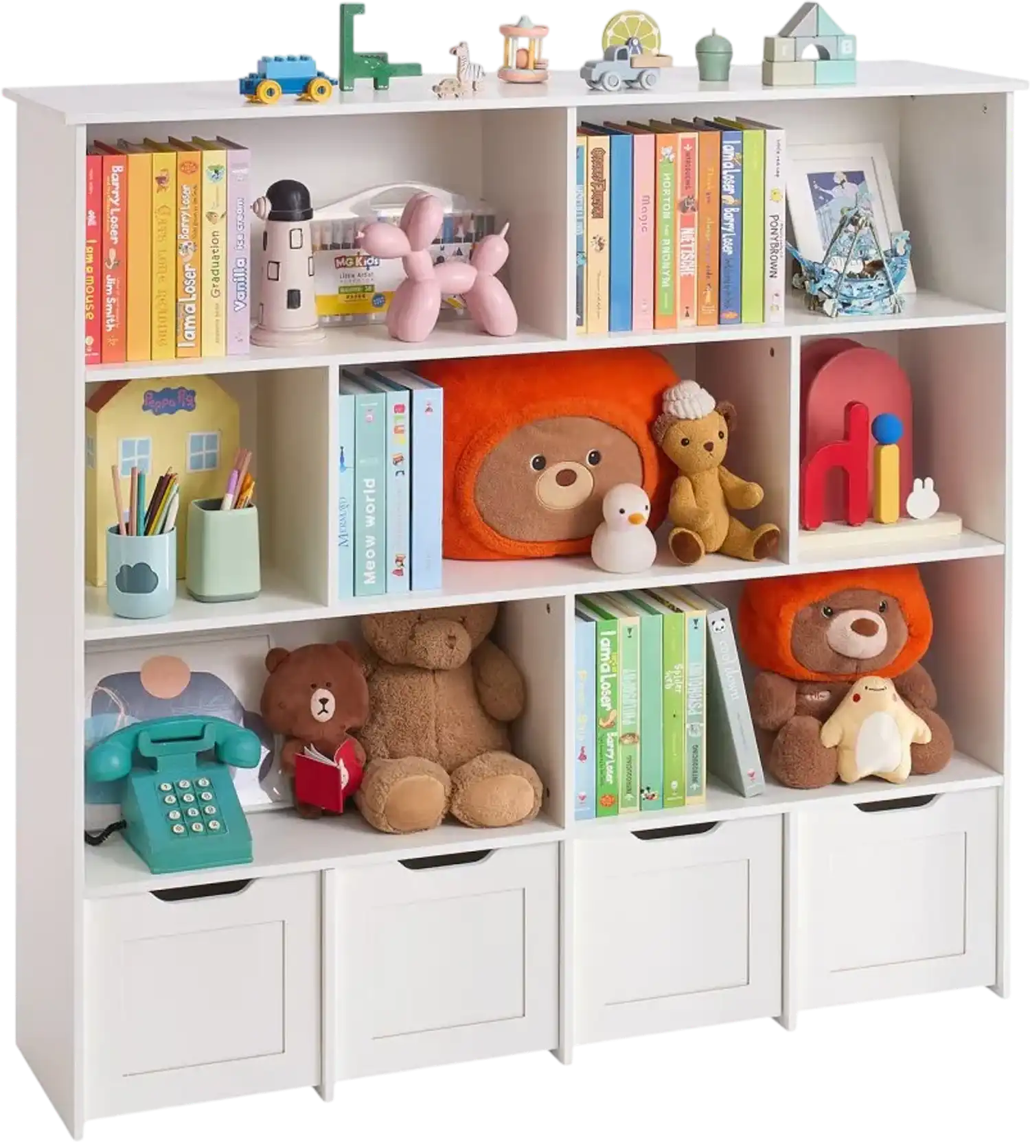 Vevor Cubby Toy Storage Organizer with 11 Compartments and 4 Drawers New